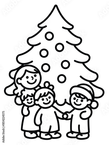 Children celebrating christmas isolated on white background, Vector, illustration