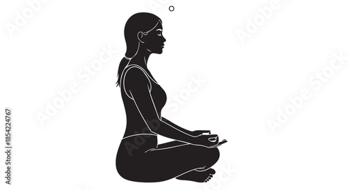 Woman practicing peaceful yoga meditation with a serene pose and focused mind