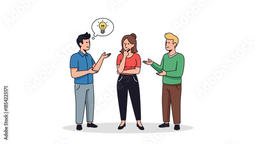 Engaged professional team illustration actively brainstorming innovative ideas, collaborating on problem-solving, and fostering effective communication in a creative discussion session