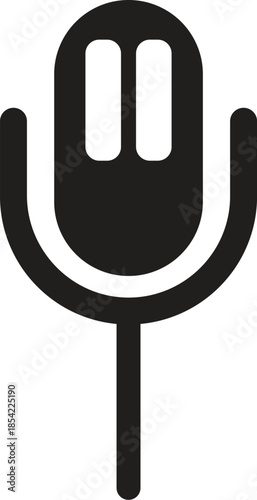 Minimalist black and white microphone icon for audio recording and broadcasting