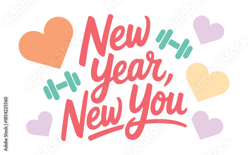 New year, new you isolated on white background, Vector, illustration