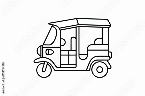 Illustration of a tuk-tuk isolated on white background, Vector, illustration