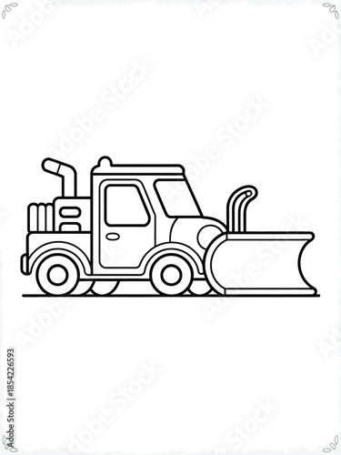 Illustration of a snow plow vehicle isolated on white background, Vector, illustration