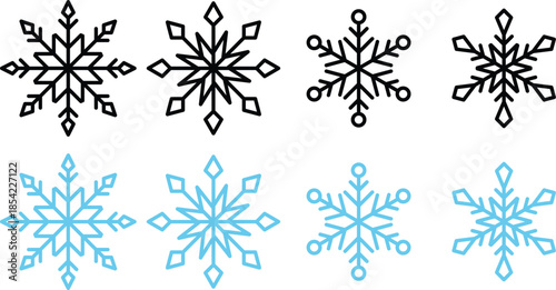 Snowflakes icon vector illustration set.