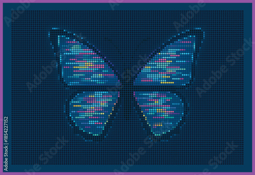 Glitch LCD Butterfly Wings Halftone Poster Digital Art