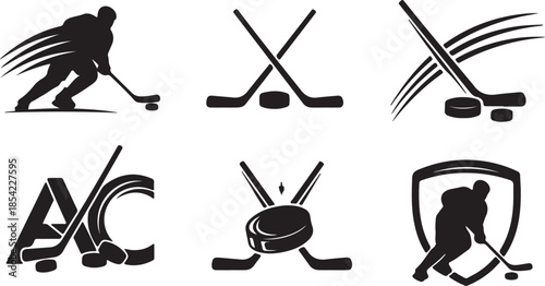 silhouette of people playing hockey