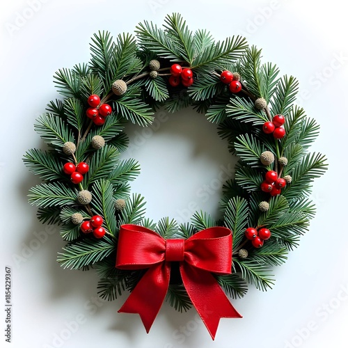 Wallpaper Mural Festive Evergreen Holiday Wreath Isolated on White Background Torontodigital.ca