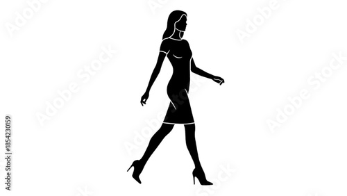 Silhouette of a woman walking in high heels