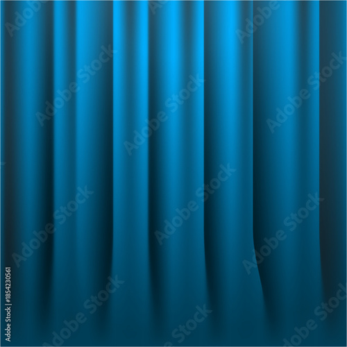 Blue velvet theater curtain background with soft folds, elegant stage drapery texture for show, cinema and performance design.