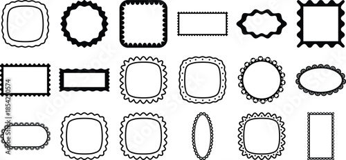 A diverse collection of classic and ornate decorative frames and borders, featuring isolated oval, round, and square vector outlines for design, TRANSPARENT BACKGROUND.