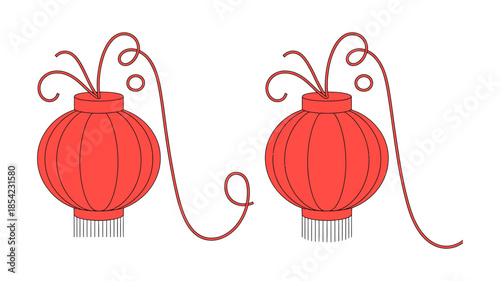A simple illustration featuring two traditional red lanterns commonly used during chinese new year