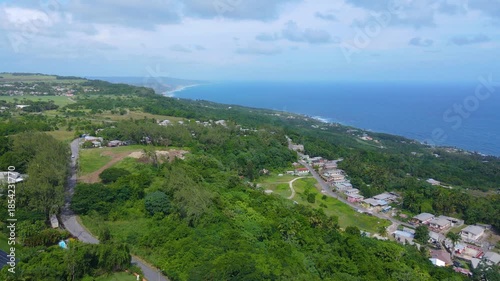Bath Beach and Bath Bay aerial view from the center of St. John Parish, Barbados.  