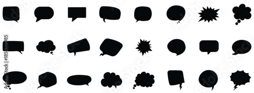 Black and white speech and thought bubble collection speech bubble comic