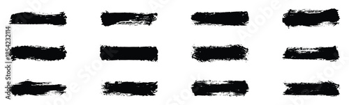 set of black and white paint strokes