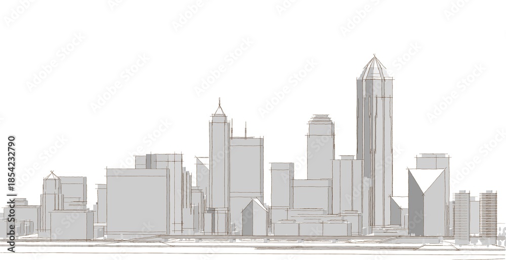 Fototapeta premium city ​​metropolis sketch 3d illustration