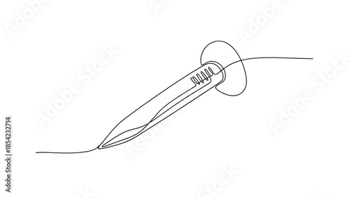 Outline of a sewing needle with thread for sewing projects  
