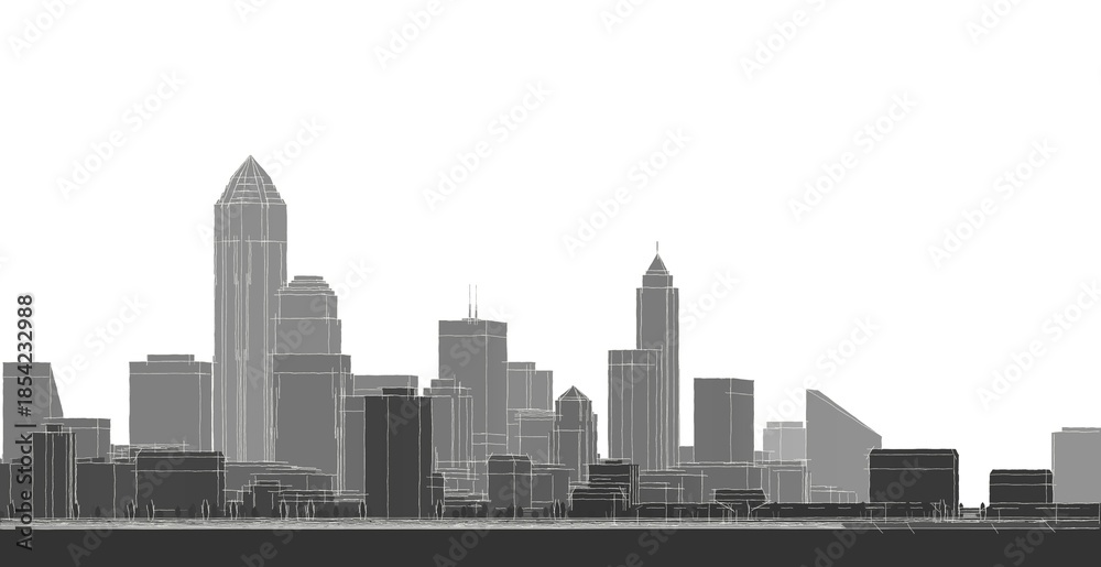 Fototapeta premium city metropolis sketch 3d illustration
