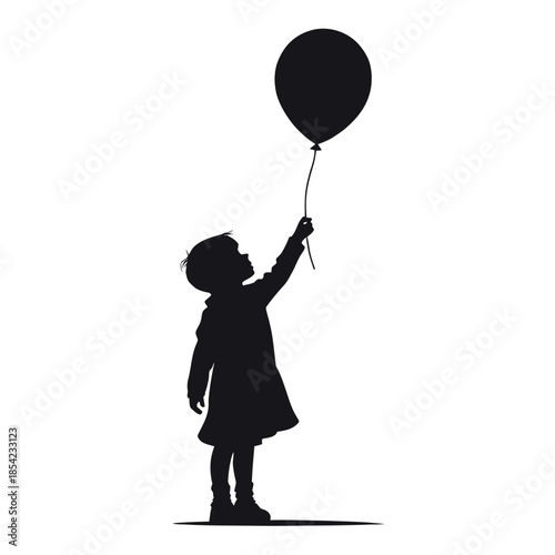 Black and white silhouette illustration of a girl holding