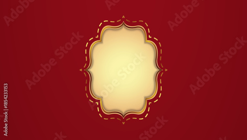 Luxury Golden Frame on Red Christmas Background