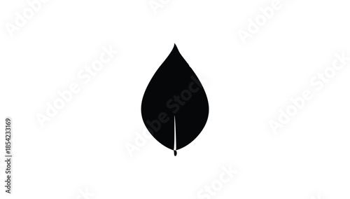 Premium Black Leaf Silhouette on White Background