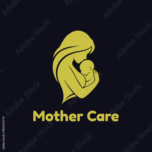 Mother Baby care Modern logo silhouette symbol illustration for Baby care product Brand. 