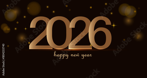 2026 luxury gold banner with bokeh elements and shiny stars