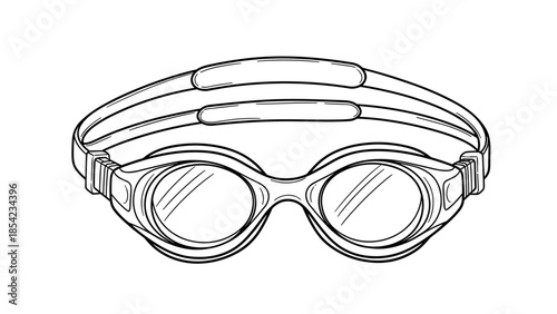 Detailed outline of swim goggles for water sports design