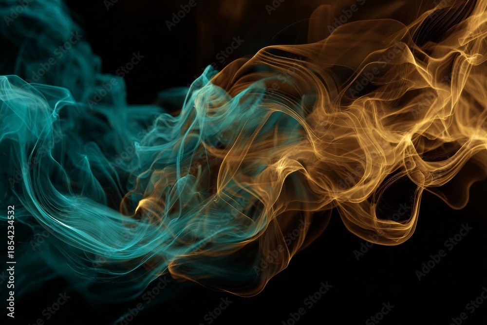 Fototapeta premium Emerald and Bronze Smoke Abstraction With Thin Lines and Premium Quality Background in 8K Resolution