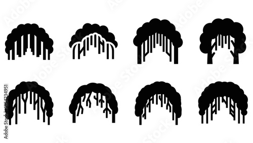 Tree hair silhouettes collection set against crisp white backdrop