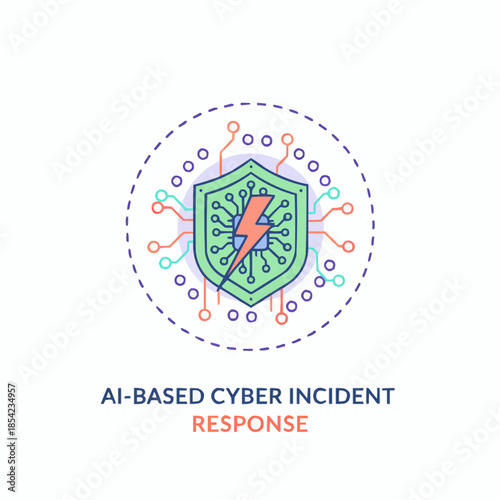 AI-based cyber incident response with shield and lightning bolt