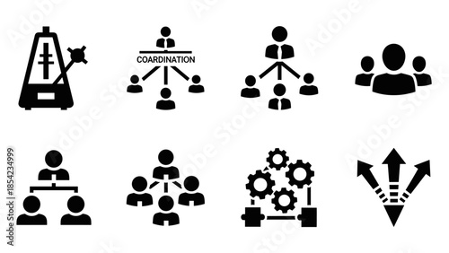 Silhouette icons representing teamwork and leadership concepts