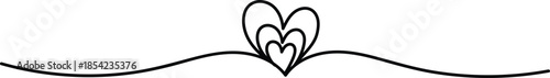 Interconnected hearts on a wavy line drawing