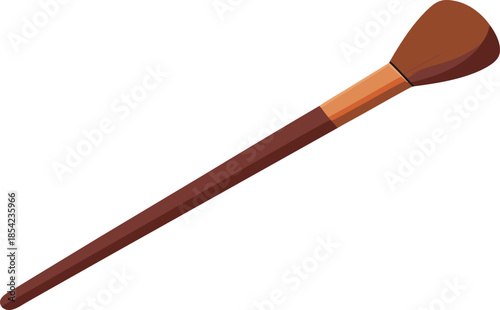 Brown makeup brush with wooden handle and ferrule
