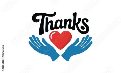 Hands Holding Red Heart with Thanks Text gratitude