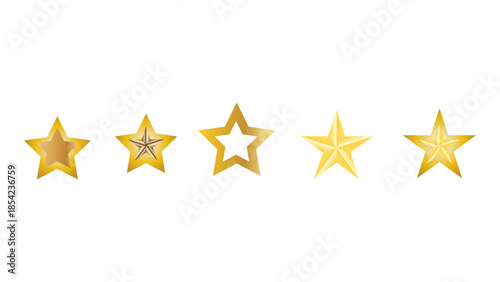  Abstrack realistic gold star set vector  rank star facet symbol on dark background. Vector illustration