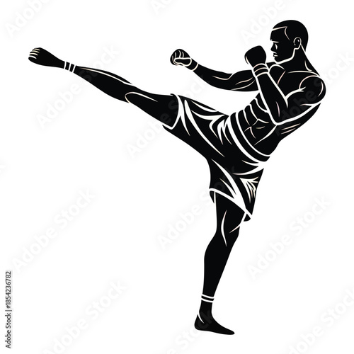 Ultra clean black and white 2d vector silhouettes of two muscular