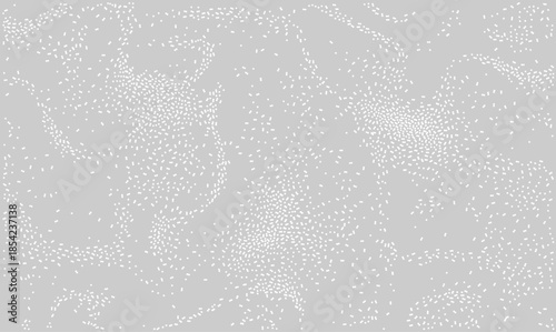 Abstract gray vector background with white scattered dots resembling biological cells or microscopic organisms. Digital noise texture concept for scientific data visualization or tech wallpaper.