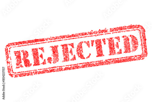 Red grunge vector rejected rubber stamp isolated on white. Distressed ink texture seal for disapproval, denial, refusal, and negative business decisions. Commercial office stationery imprint sign.