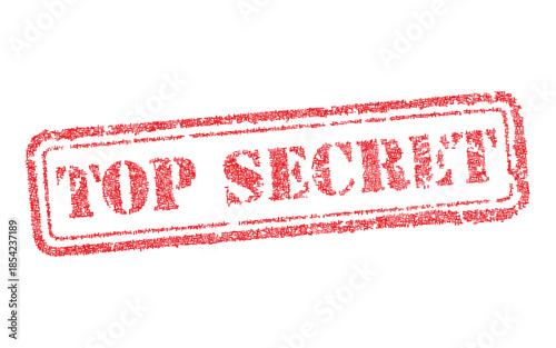 A vibrant red grunge vector stamp prominently displaying the bold text "TOP SECRET" within a rectangular frame. This graphic signifies confidentiality, classified information, and restricted access.