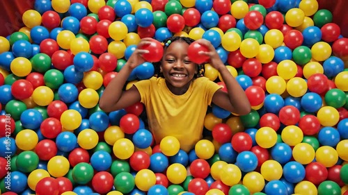 Joyful Childs Playtime - Immersed in a Colorful Ball Pit Adventure.