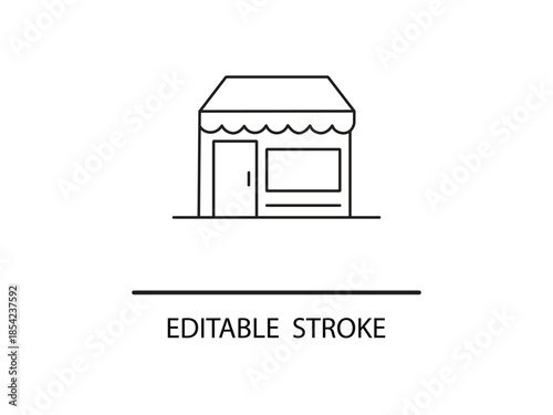 Simple line drawing of a storefront with editable stroke.