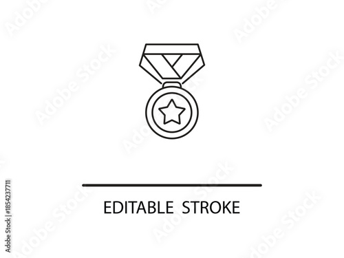 Modern star medal icon with editable stroke.