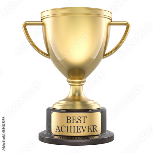 Best Achiever, gold trophy cup. 3D rendering