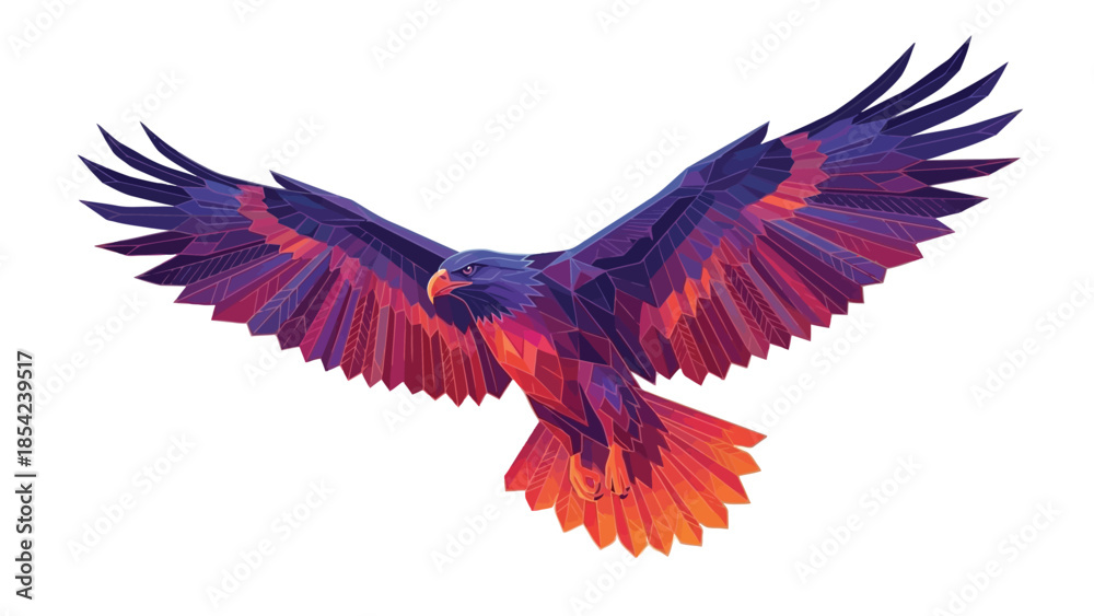 Fototapeta premium Majestic eagle soaring through the sky with vibrant colorful feathers, a true spectacle.