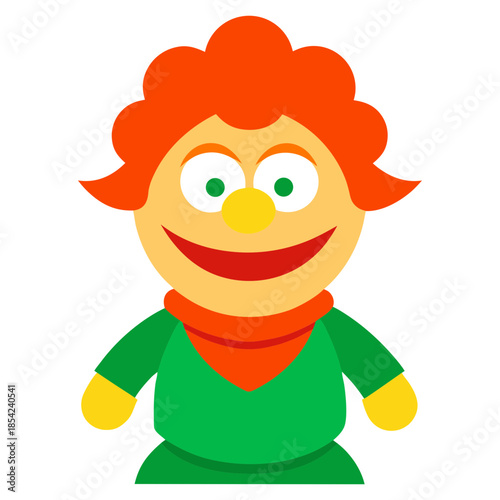 Vector art illustration of a cheerful animated soft doll