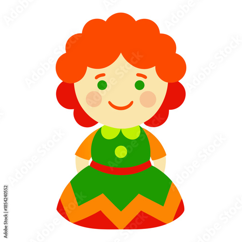 Vector art illustration of a cheerful animated soft doll