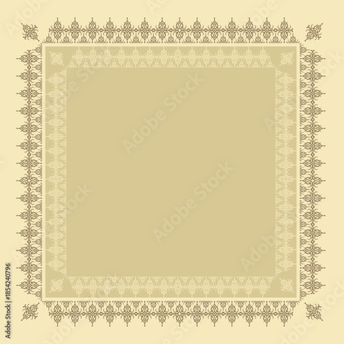 slamic Geometric Ornamental Border Frame, Decorative Square Pattern