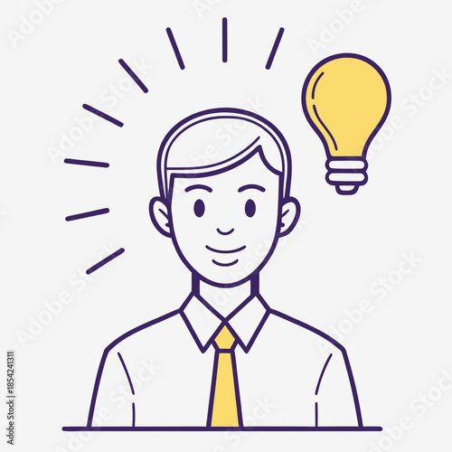 Bright Idea Concept With Male Head And Lightbulb, Innovation Thinking And Problem Solving