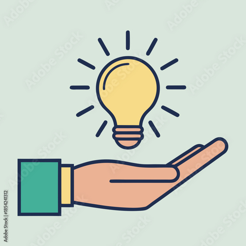 Hand Holding Lightbulb Icon Innovation Concept Bright Idea Creativity Vector