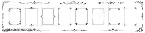 Elegant vintage vector frames and ornamental dividers set. Classic decorative borders for invitations, certificates, branding, and editorial design.